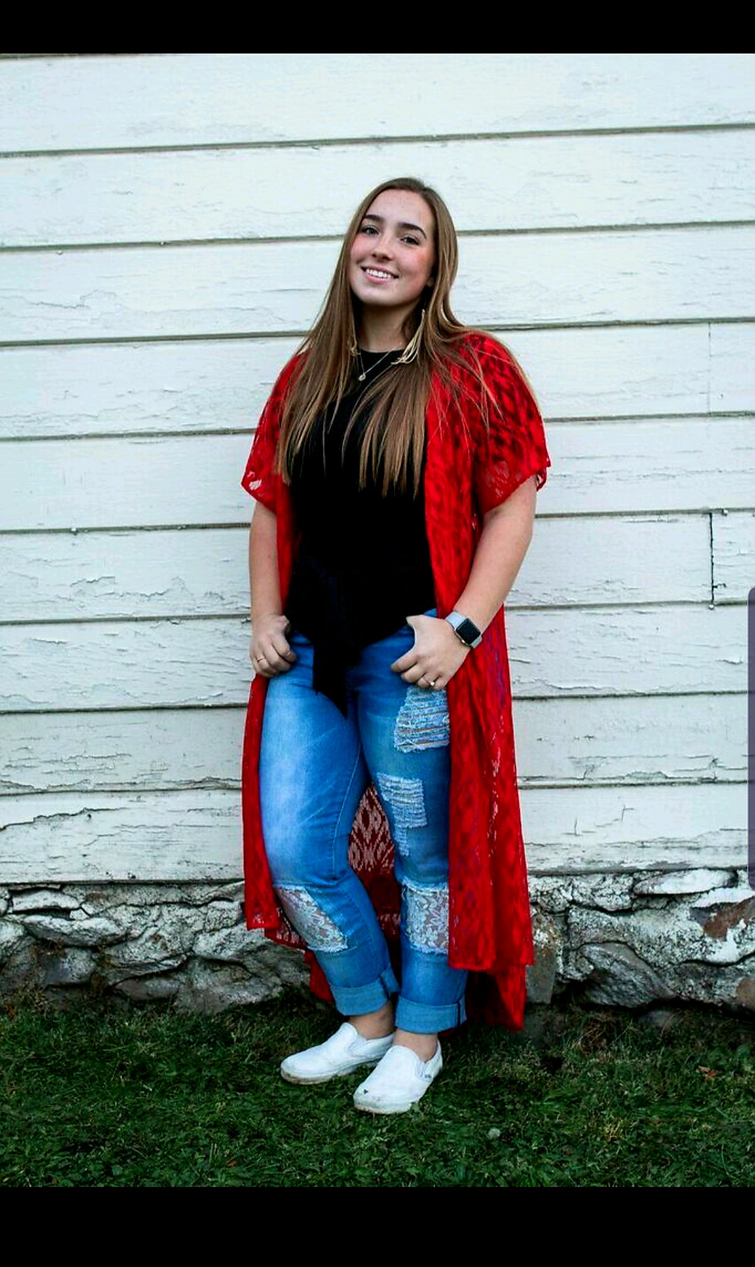 Red Aztec lace Duster