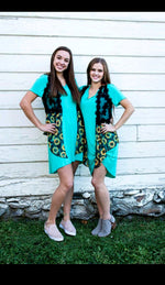 Load image into Gallery viewer, Turquoise t-shirt dress
