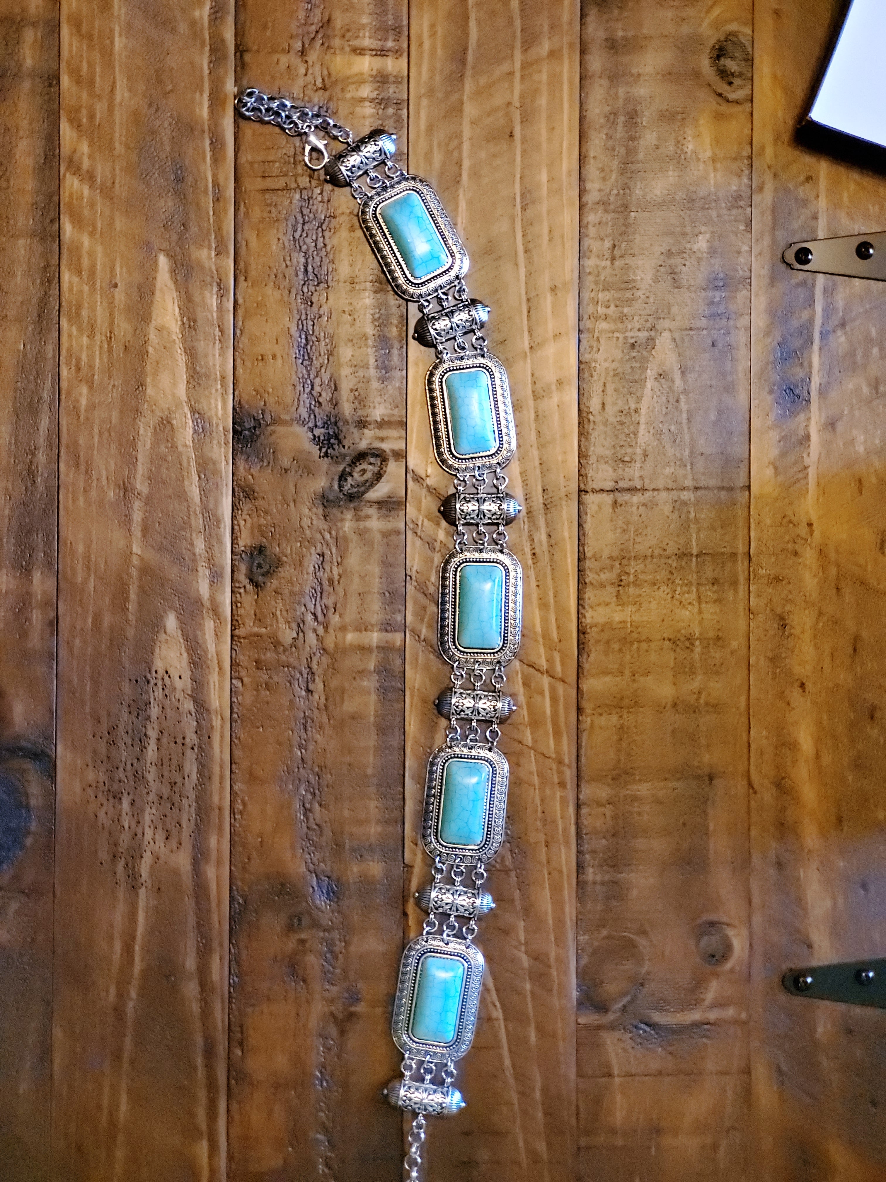 Vintage Chain Stone Belt - Turquoise