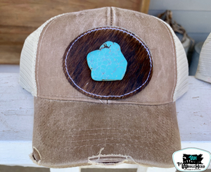 Cowhide Oval Patch Hat - Tan