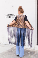Load image into Gallery viewer, Leopard Fringe Vest
