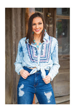 Load image into Gallery viewer, Denim Embroidered Rodeo Shirt
