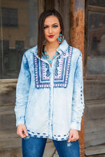Load image into Gallery viewer, Denim Embroidered Rodeo Shirt
