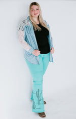 Load image into Gallery viewer, Mint Cactus High Rise Jeans
