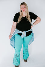 Load image into Gallery viewer, Mint Cactus High Rise Jeans
